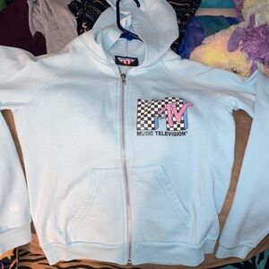 MTV Hoodie in Light Blue with Checkered Logo